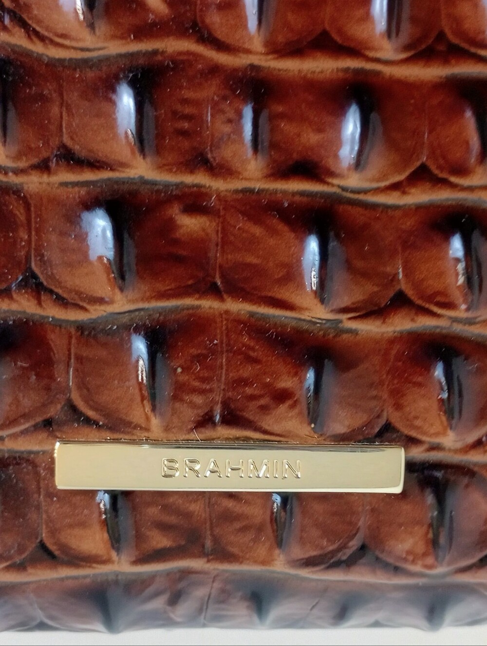 SOLD Brahmin Hillary Pecan Melbourne Croc Embossed Leather Crossbody Bag - Picture 4 of 13